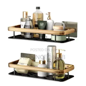 2 PCS Aluminum Alloy Rectangular Shelf (Black Gold)