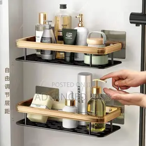 2 PCS Aluminum Alloy Rectangular Shelf (Black Gold)