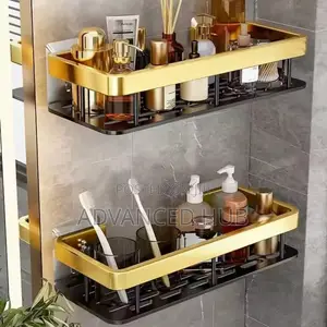 2 PCS Aluminum Alloy Rectangular Shelf (Black Gold)