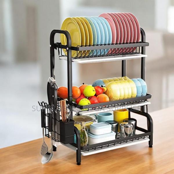 Multifunction 3 Tier Dish Drying Rack With Plate and Utensil Storage