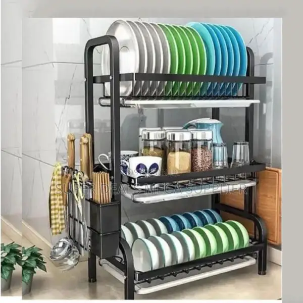 All in One 3 Tier Dish Rack Kitchen Storage and Drying Solution