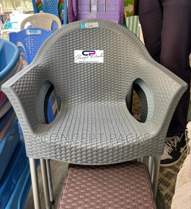 Grey Bamboo Chair With Arms.