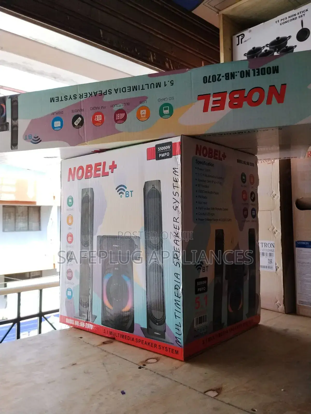 Wireless Nobel Nb-2070 Subwoofer – Bluetooth, USB, 55,000w Pmpo!"