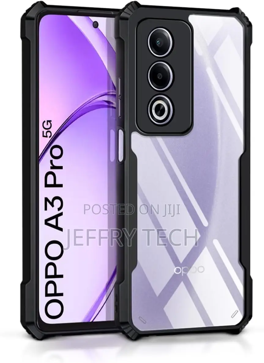 Oppo A3 Pro 5g Clear Cover Hard Pc Back Cover With Shockproof Tpu Bla