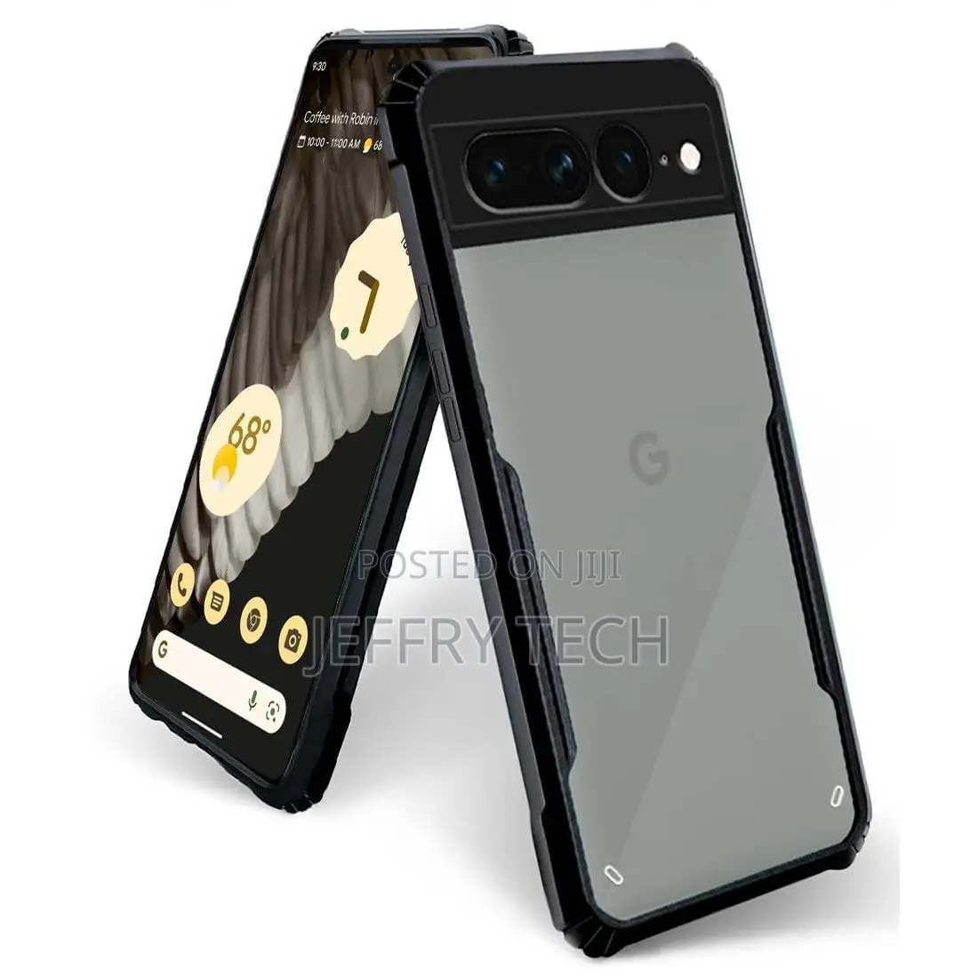 Transparent Back and Black Sides Suitable for Google Pixel 7 Pro (Hard