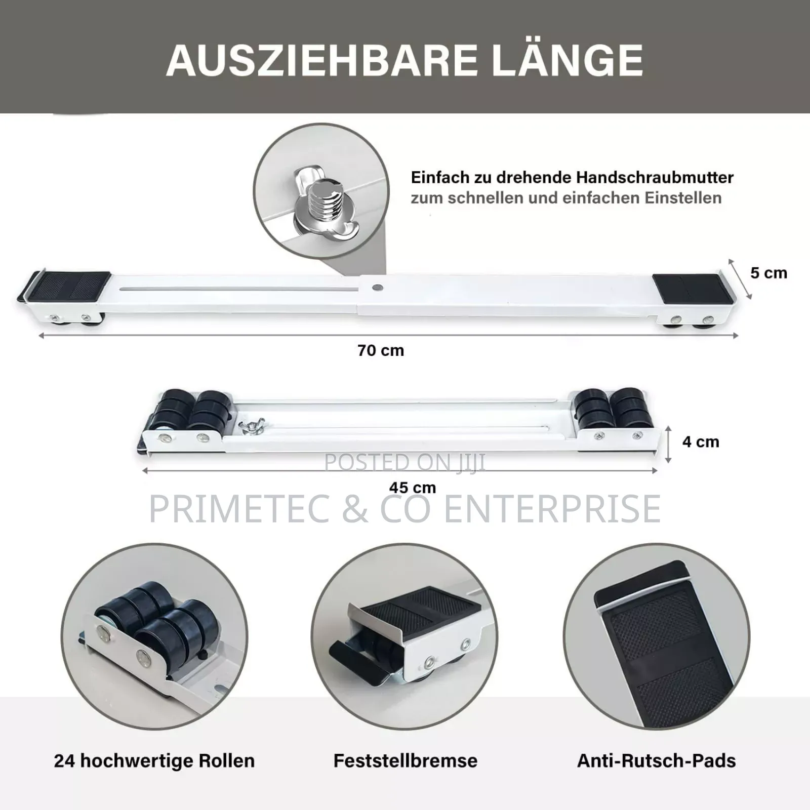 Adjustable Heavy Duty Extensible Appliance Roller Trolley Wheels,