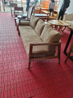 Wooden Upholstered 3-Seater Indoor Sofa