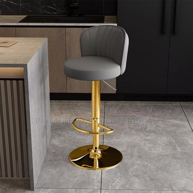 Luxury European Leather Bar Chairs Metal High Stools.