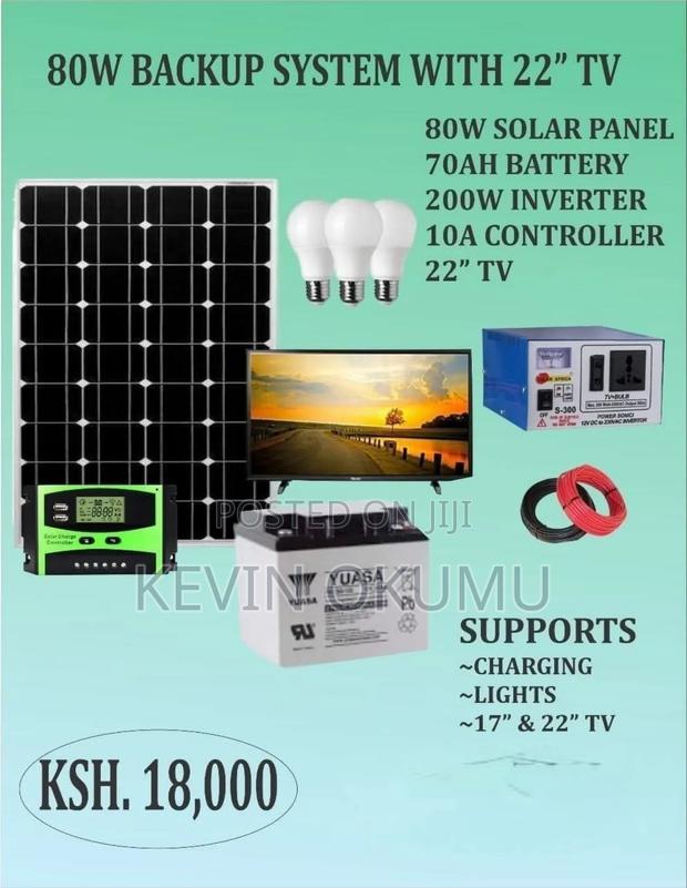 80watts Complete Solar Kit With 22" Digital Tv