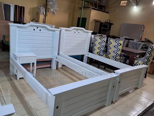 Violet White 3*6 Wooden Solid Beds - main view