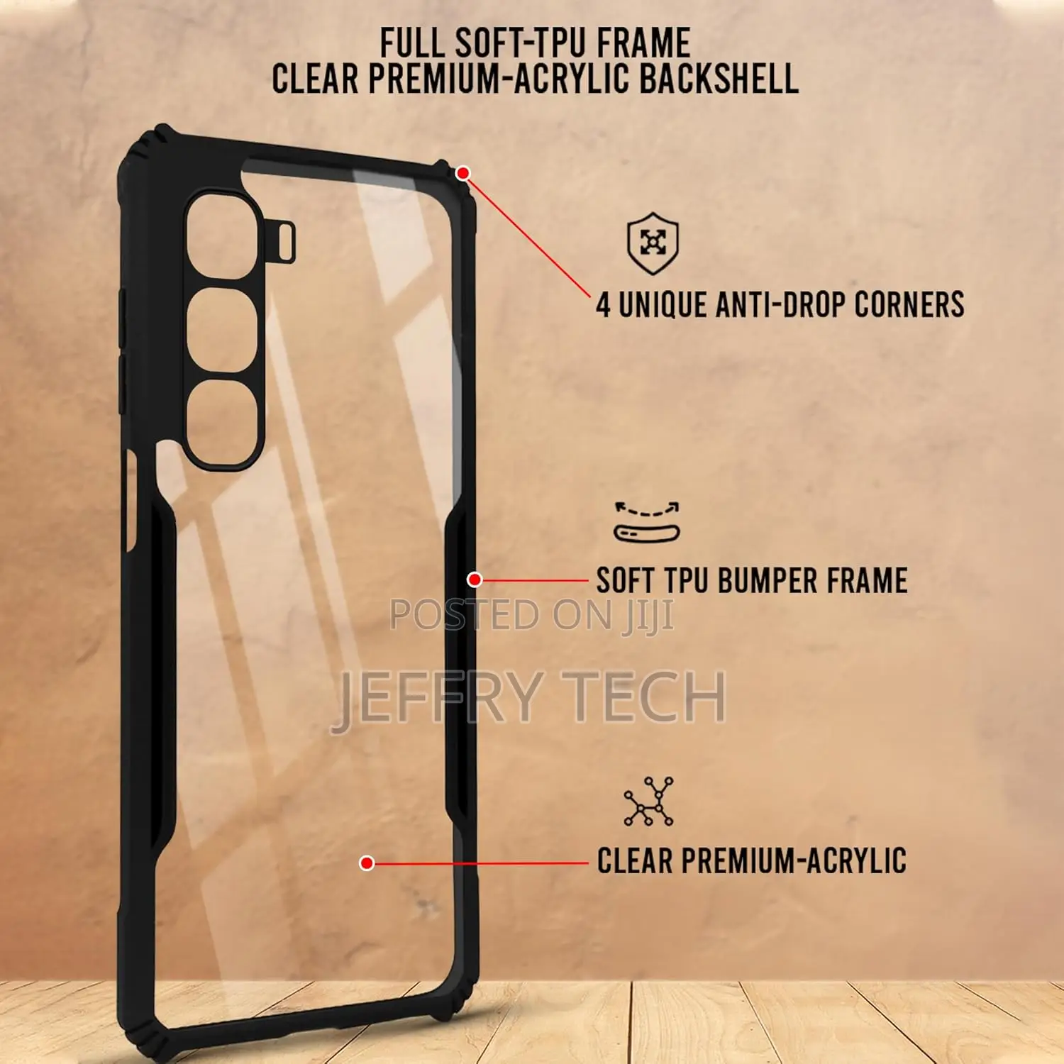 Hybrid Back Cover Case for Infinix Hot 60 5g (Shockproof With Polycarb