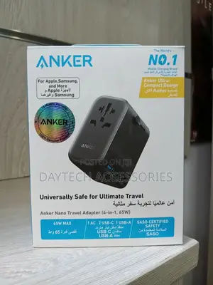 Anker 65w Travel Adapter With 1 Usb Ports 2 Type C Ports.