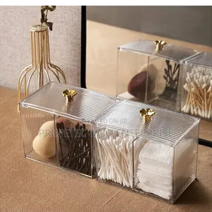 Transparent Acrylic Cotton Swab Storage Box Desktop.
