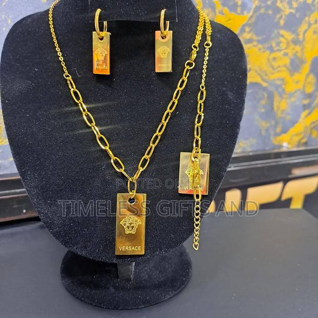 Versace Gold Necklace Earrings Ring Bracelet Gift Set - thumbnail 3
