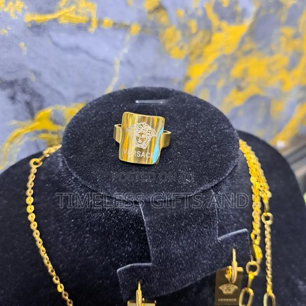 Versace Gold Necklace Earrings Ring Bracelet Gift Set - thumbnail 4