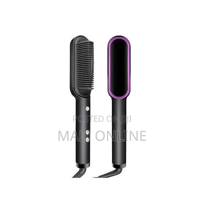Electric Hair Straightener Curler Brush Styling Comb Ceramic Brush