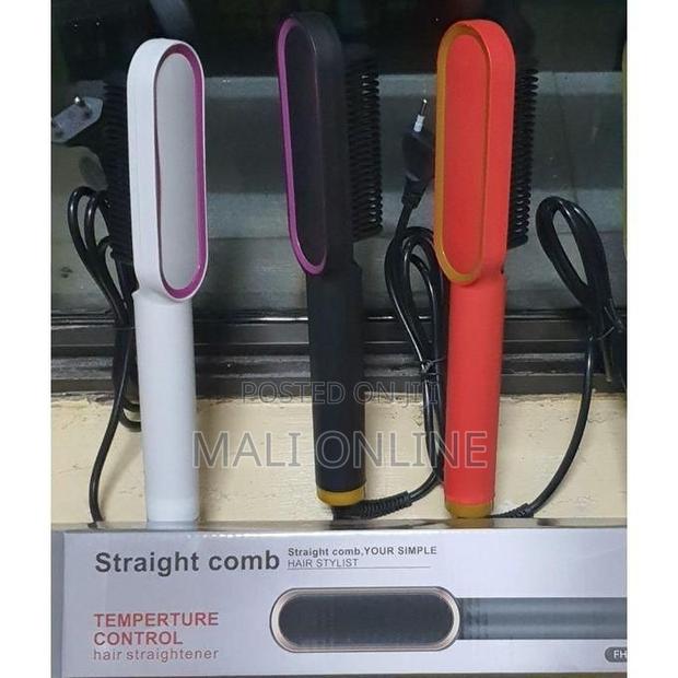 Electric Hair Straightener Curler Brush Styling Comb Ceramic Brush - thumbnail 2
