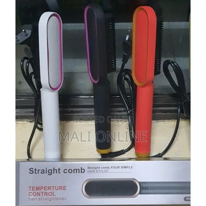 Electric Hair Straightener Curler Brush Styling Comb Ceramic Brush