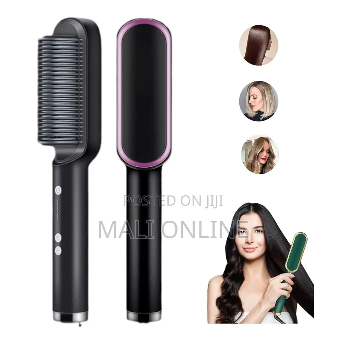 Electric Hair Straightener Curler Brush Styling Comb Ceramic Brush