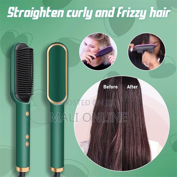 Electric Hair Straightener Curler Brush Styling Comb Ceramic Brush - thumbnail 4