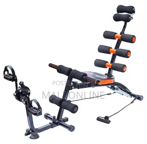 Six Pack Ab Bench Trainer Sit Up Crunch Fitness Machine With Pedals
