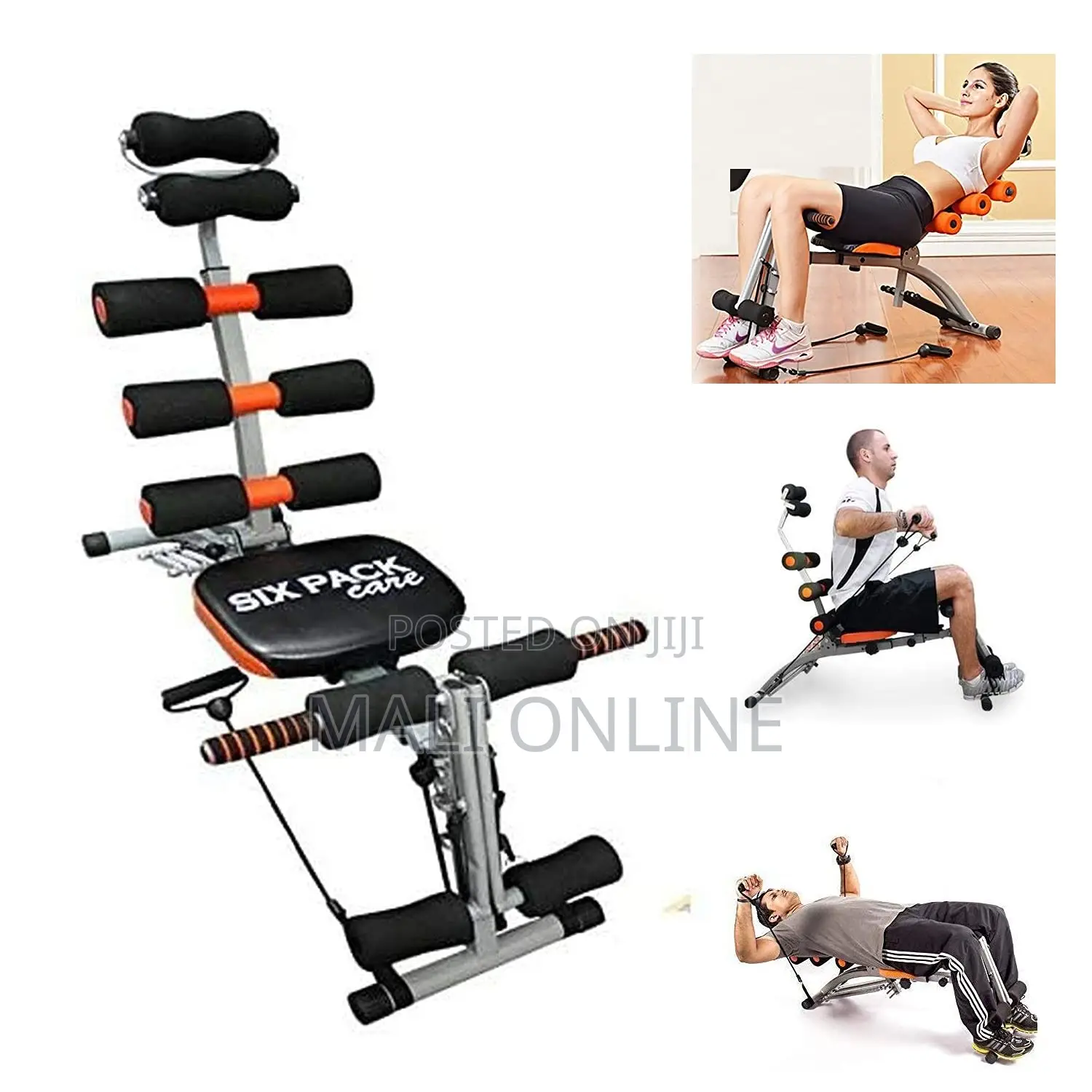Six Pack Ab Bench Trainer Sit Up Crunch Fitness Machine With Pedals