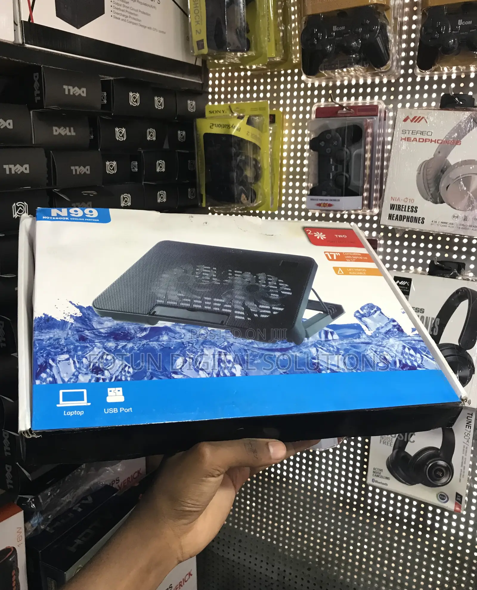 N99 Ergonomic Cooling Pad for Laptops-Dual Fans Height Adjustment 17"