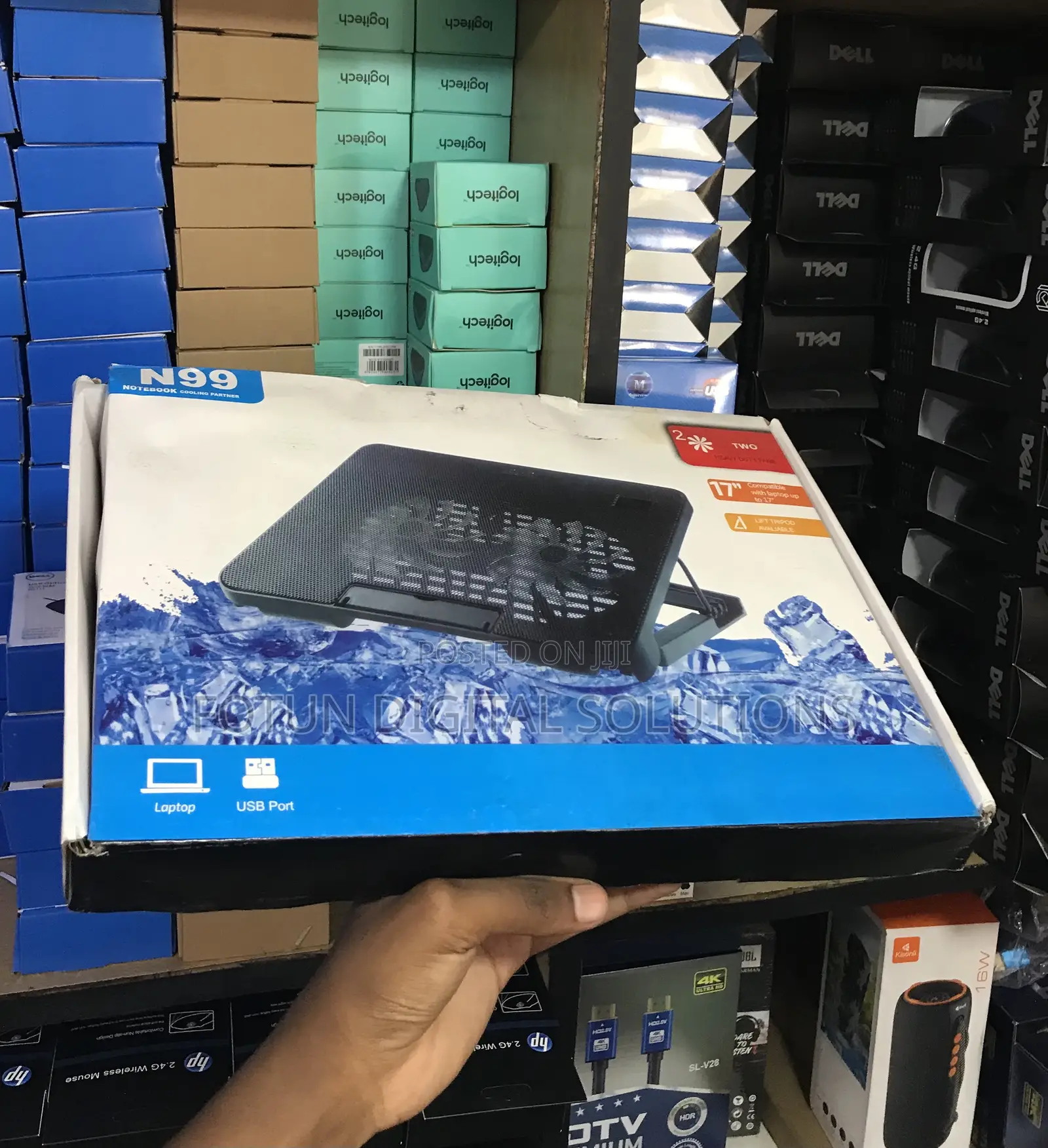 N99 Laptop Cooling Pad for 17" Notebooks-2 Big Fans Adjustable Stand
