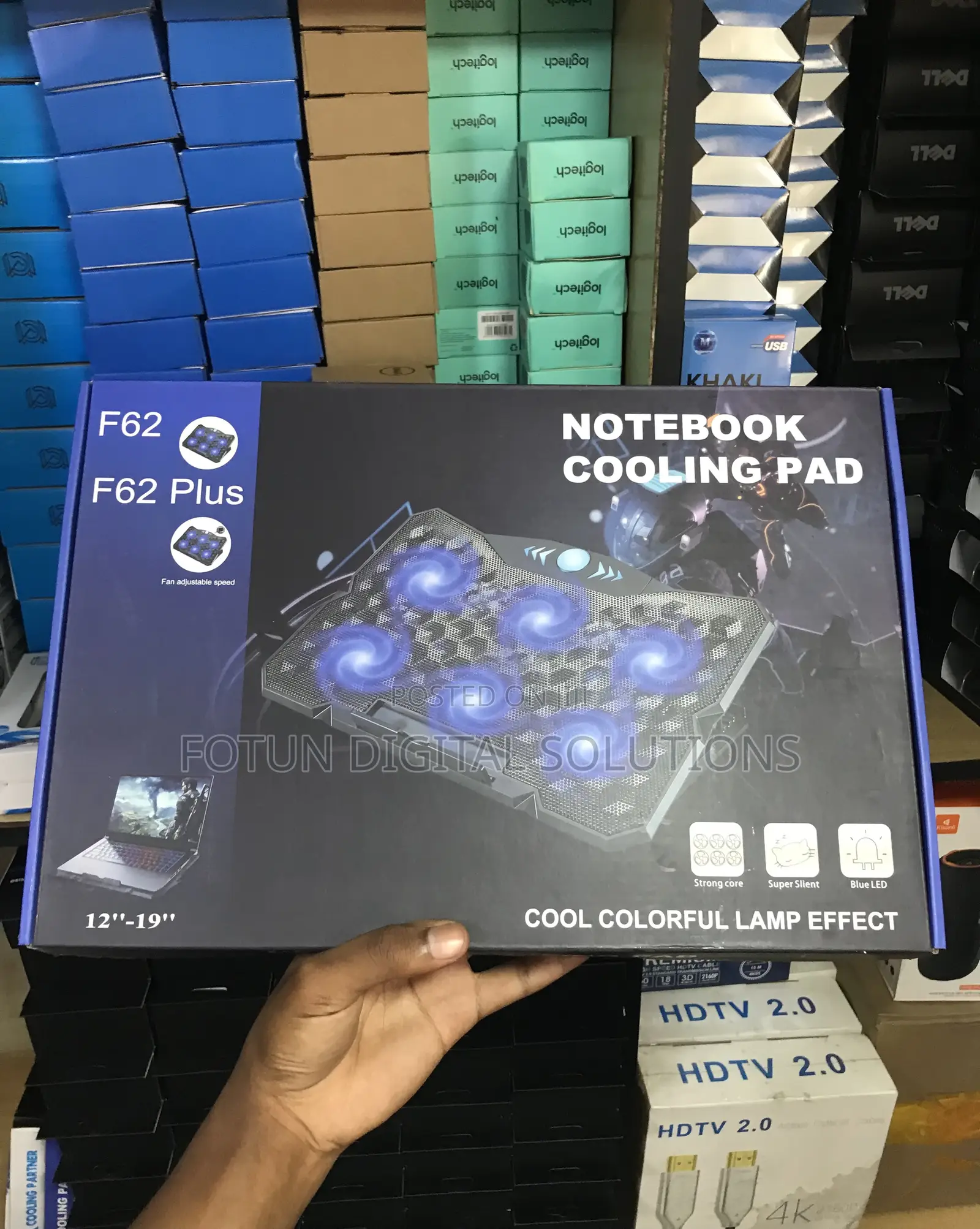 F62 Ergonomic Laptop Cooling Pad - 4 Height Settings for 19" Laptops