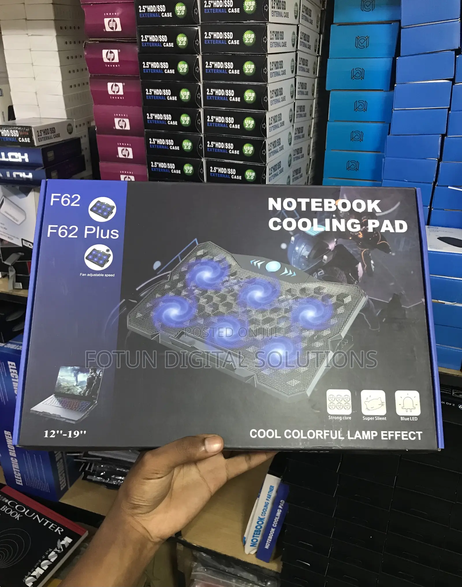 F62 Cooling Pad for 19" Laptops-Heavy Duty Fans, Wide Angle Adjustment