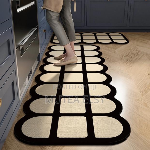 Black,Brawn Cream Circular Modern Minimalist Kitchen Mats - thumbnail 4