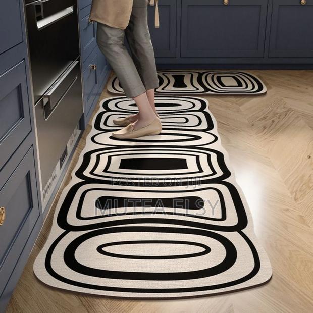 Black,Brawn Cream Circular Modern Minimalist Kitchen Mats - thumbnail 5