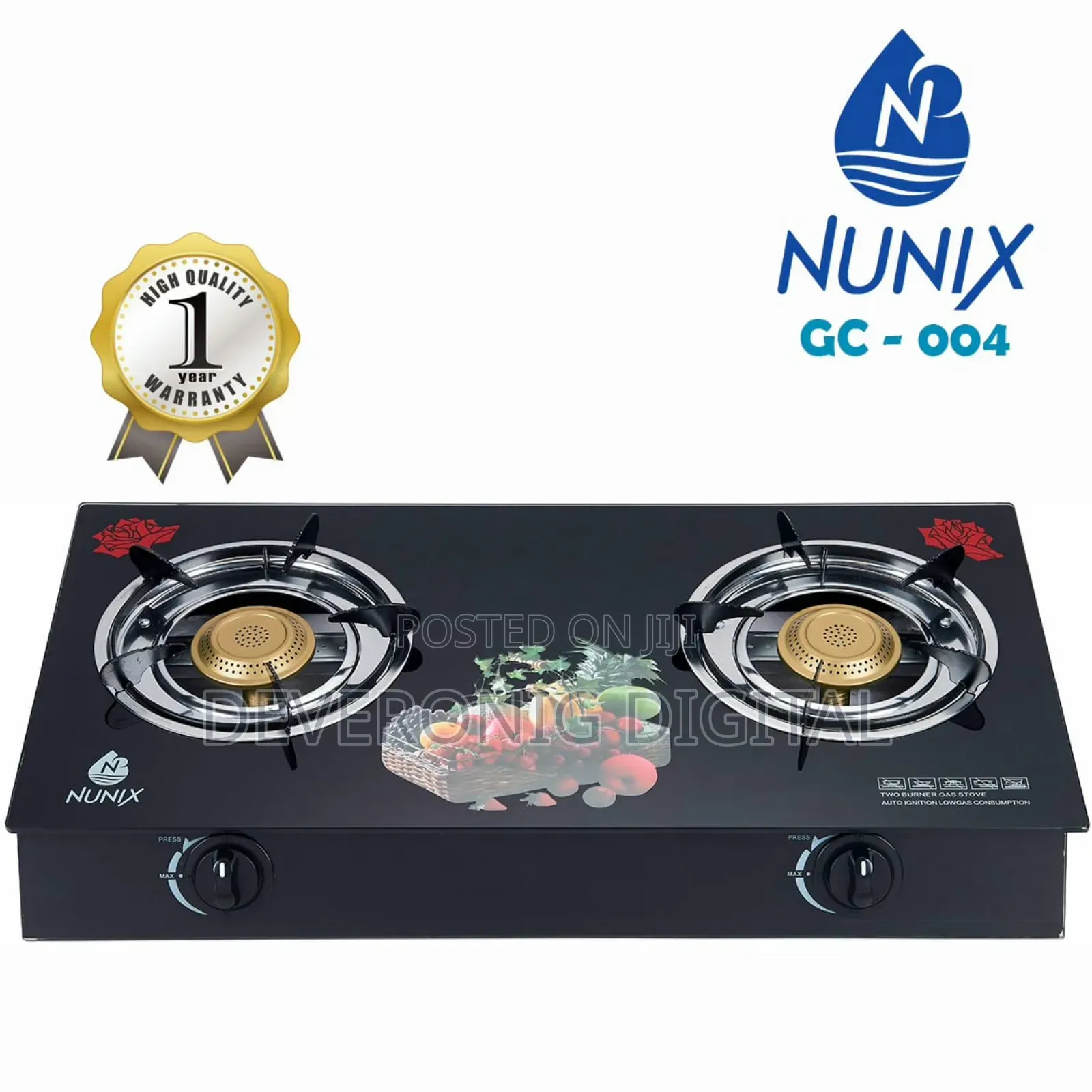 Nunix 2 Burner Glass Stove Gc-004 Cooker