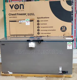 Von 505litres Chest Freezer Front Defrost Drainage