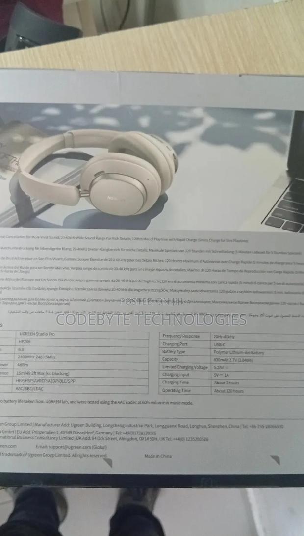 Ugreen Studio Pro Hybrid Active Noise-Cancelling Headphones White - thumbnail 2