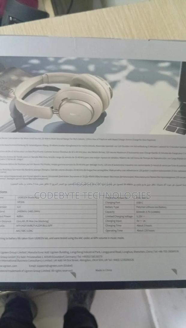 Studio Pro Ugreen Noise Cancelling Headphones-White - thumbnail 2