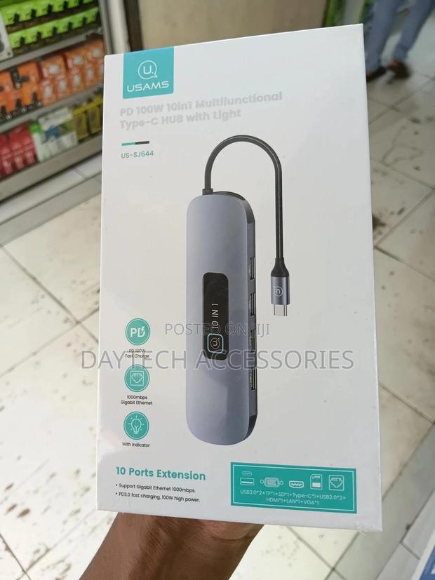 Usams 10in1 Multifunctional Type-C Hub With Led (Us-Sj644)