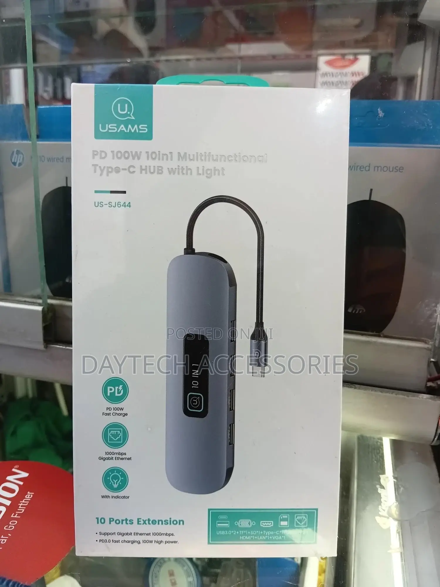 Usams 10in1 Multifunctional Type-C Hub With Led (Us-Sj644)