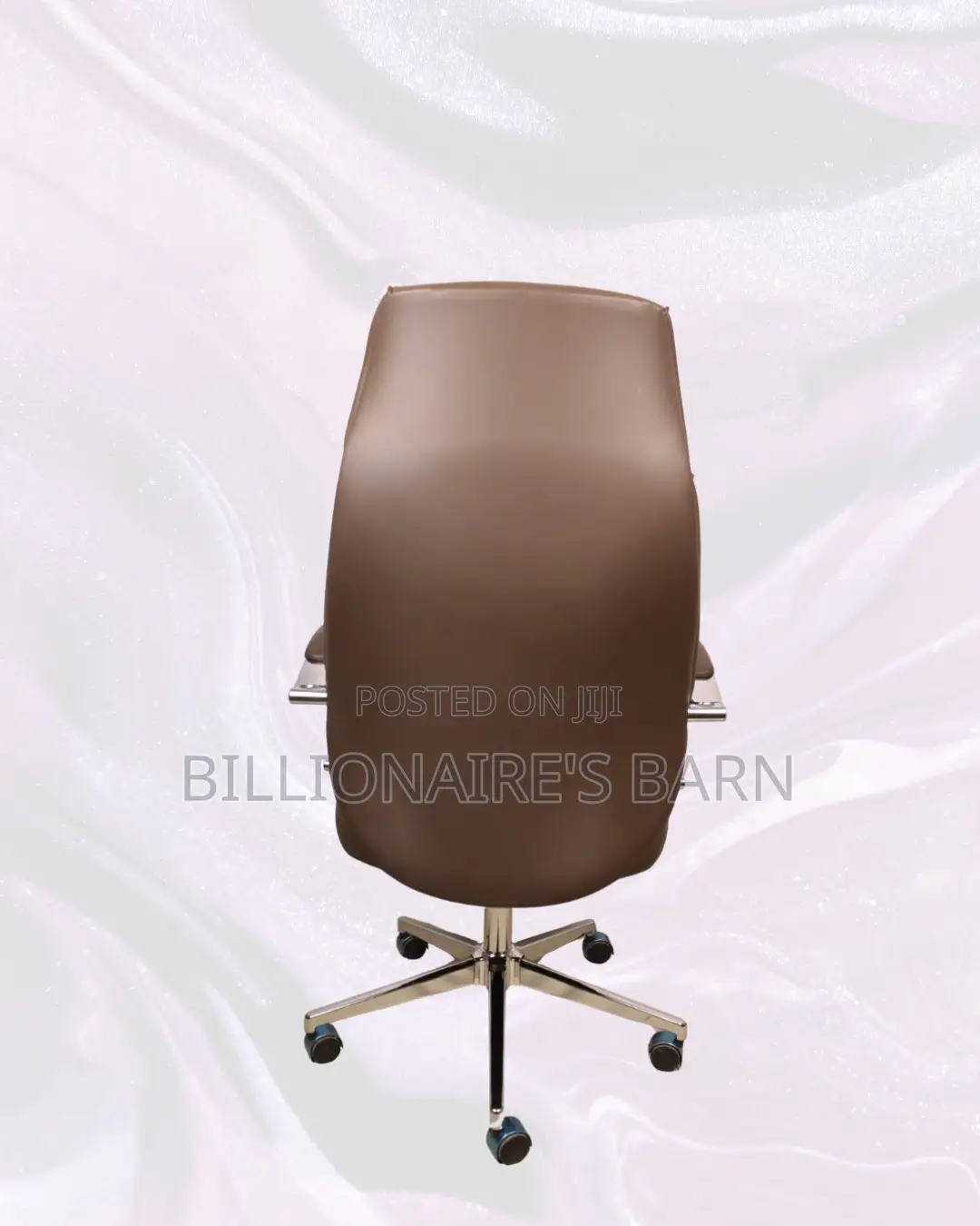 Brown High-Back Executive Leather Chair • Padded Arm Comfort