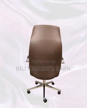 Brown High-Back Executive Leather Chair • Padded Arm Comfort