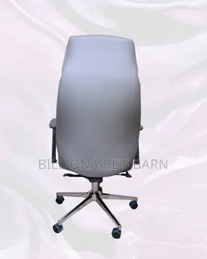 Grey Executive Leather Office Chair High-Back • Space-Saving Fit