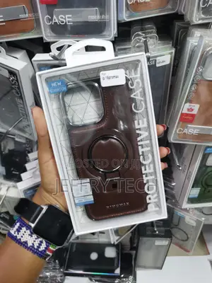 Calveti iPhone 16 Pro Max Leather Case With Magnetic Invisible Stand