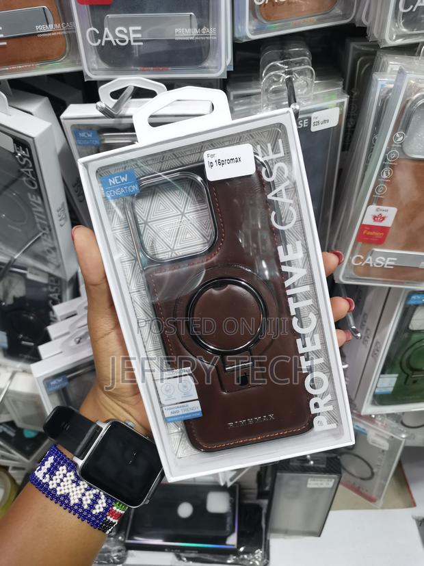 Calveti iPhone 16 Pro Max Leather Case With Magnetic Invisible Stand - thumbnail 3
