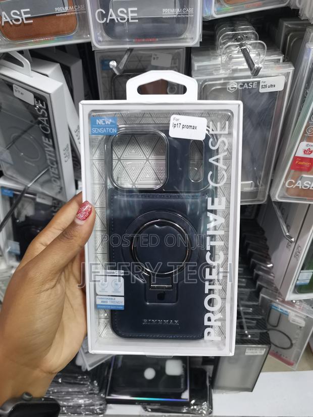 Vauserdy iPhone 17 Pro Max Leather Back Case, Invisible Stand - main view