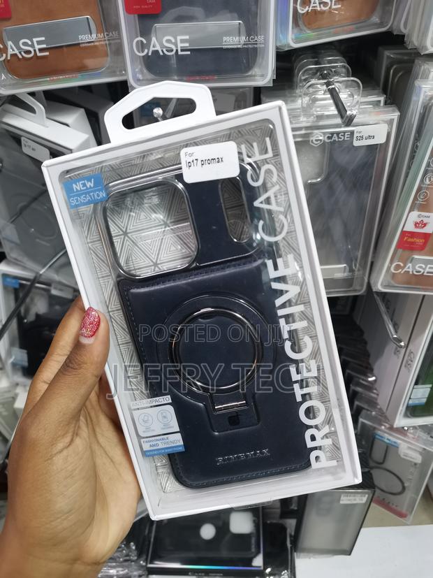 Vauserdy iPhone 17 Pro Max Leather Back Case, Invisible Stand - thumbnail 2