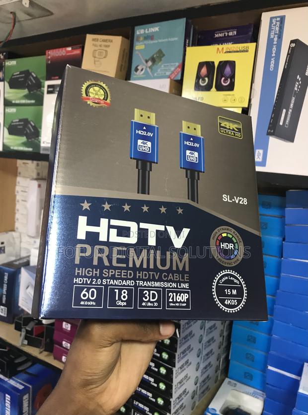 15m Active Hdmi Cable - At 60hz Hdr, 18gbps, With Signal Booster