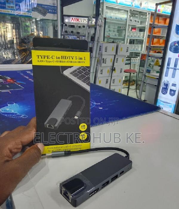 Type C To Hdmi 5 In 1 Adapter- Ethernet,Usb 3.0 & Usb C