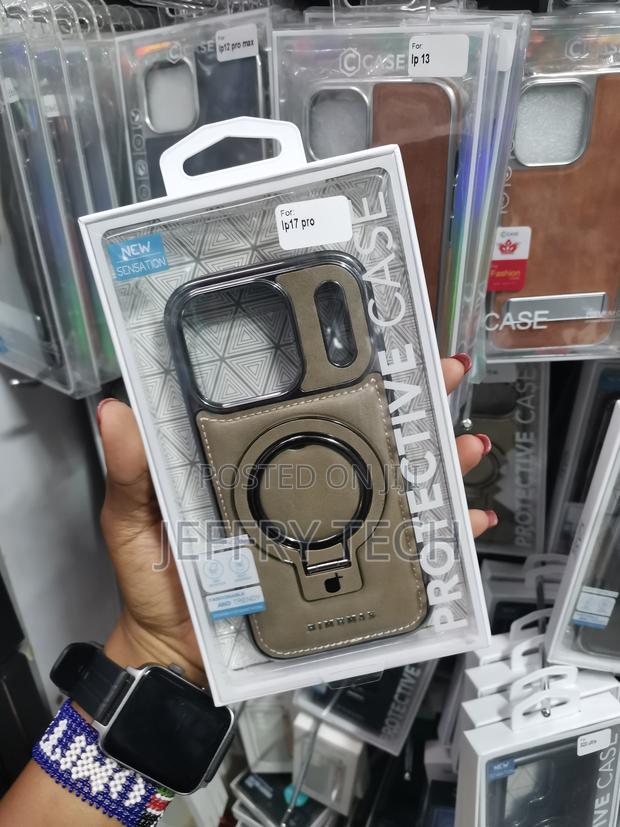 Serdy iPhone 17 Pro Leather Back Case With Magsafe Invisible Stand - thumbnail 3