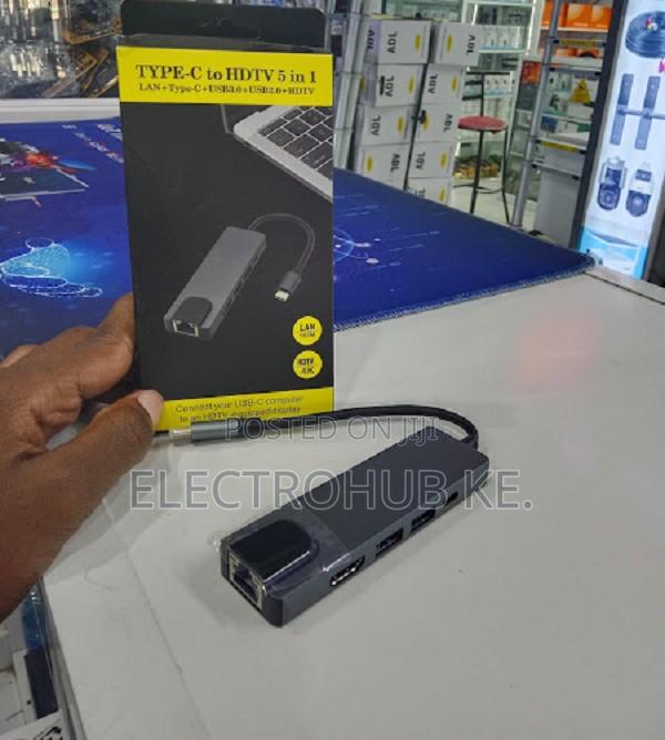 Usb- C Docking Hub 5 In 1 With 1080p Hdmi & 100mbps Lan