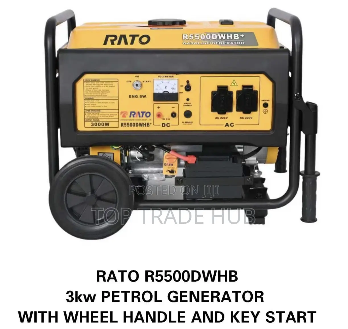 Rato R5500dwhb Petrol Generator 3kw Keystart With Wheels And Handles